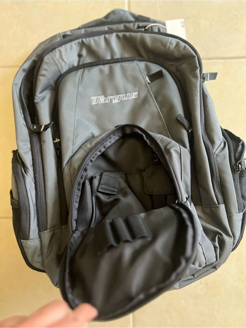 Targus Gray and Black Large Travel Backpack 5 layers